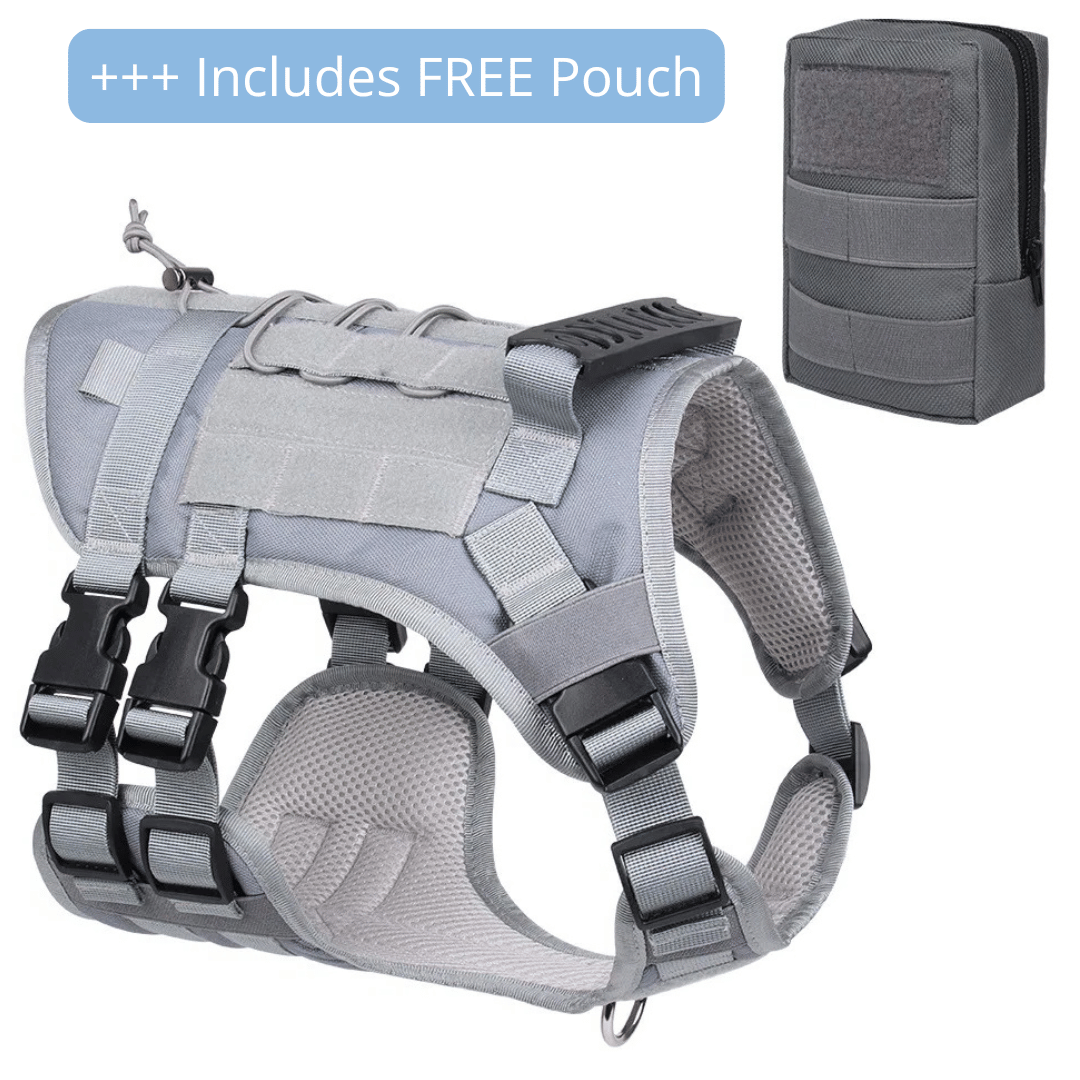Robust Military-Style Dog Harness with Rubber Handle & Pouch | Tactical Dog Training Vest 23