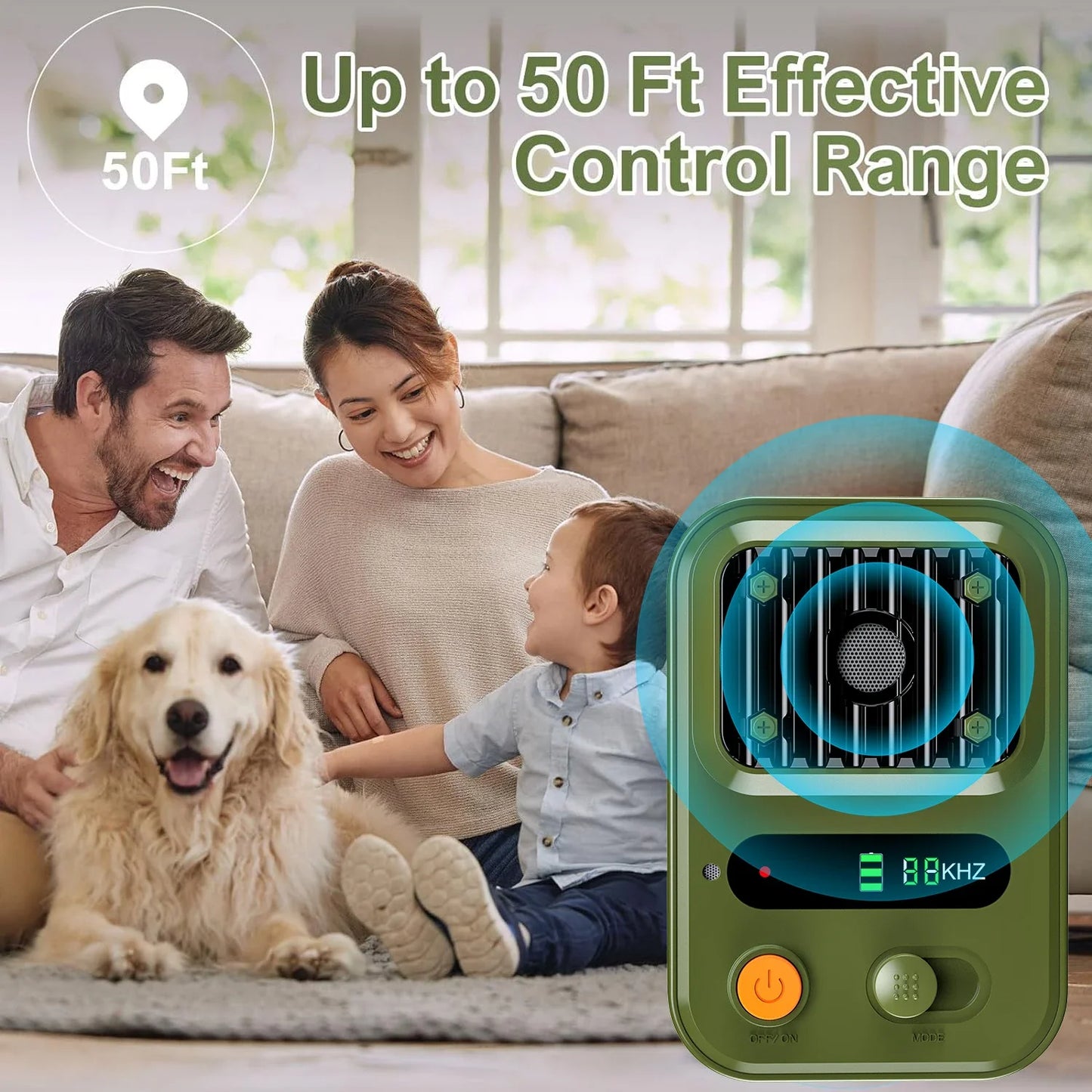 Ultrasonic Dog Bark Deterrent Device | Rechargeable Anti-Barking Device for Indoors & Outdoors