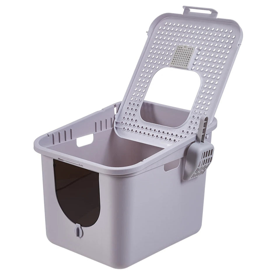 Enclosed Cat Litter Box with Flip-Lid Bucket Design | Scoop Included 1