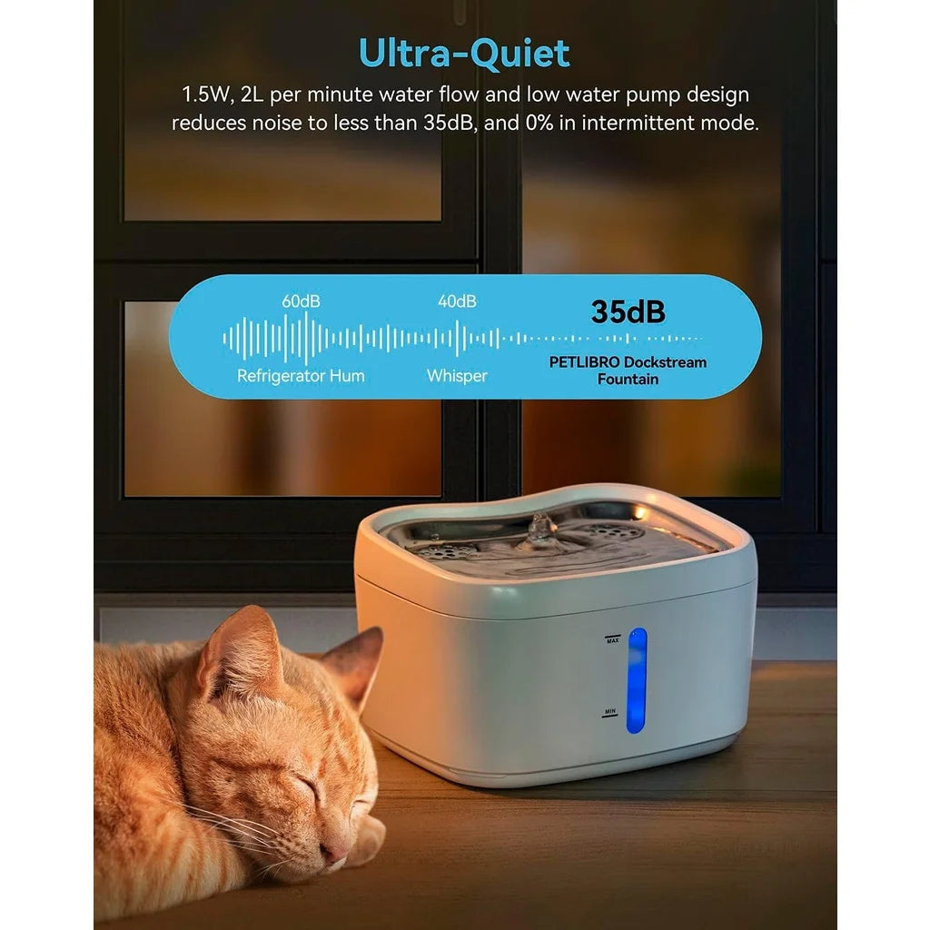 Smart App Cat Water Fountain with Automatic Sensor & Monitoring | 2.5L Stainless Steel Tray