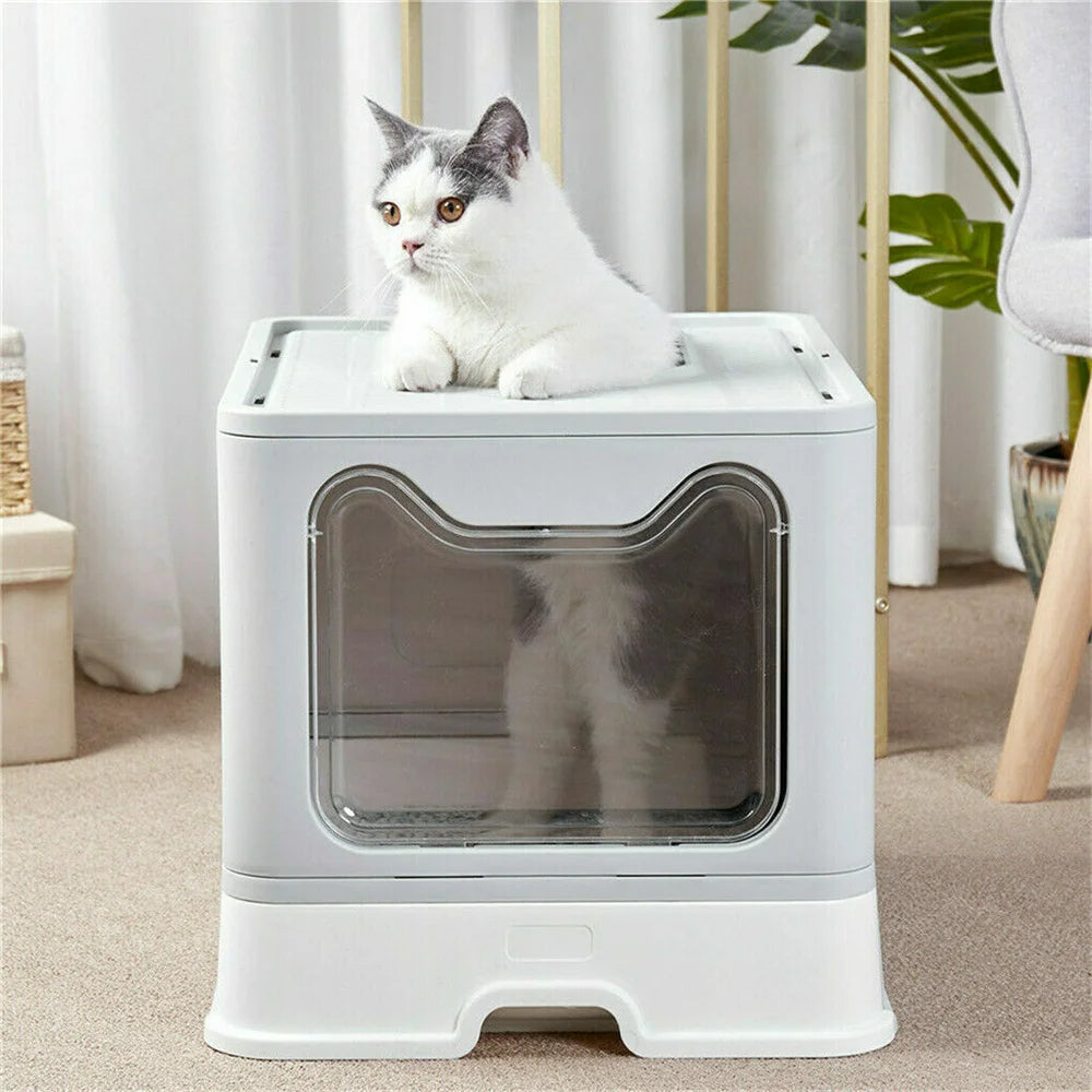 Front & Top Entry Enclosed Cat Litter Box with Drawer Tray & Scoop 5
