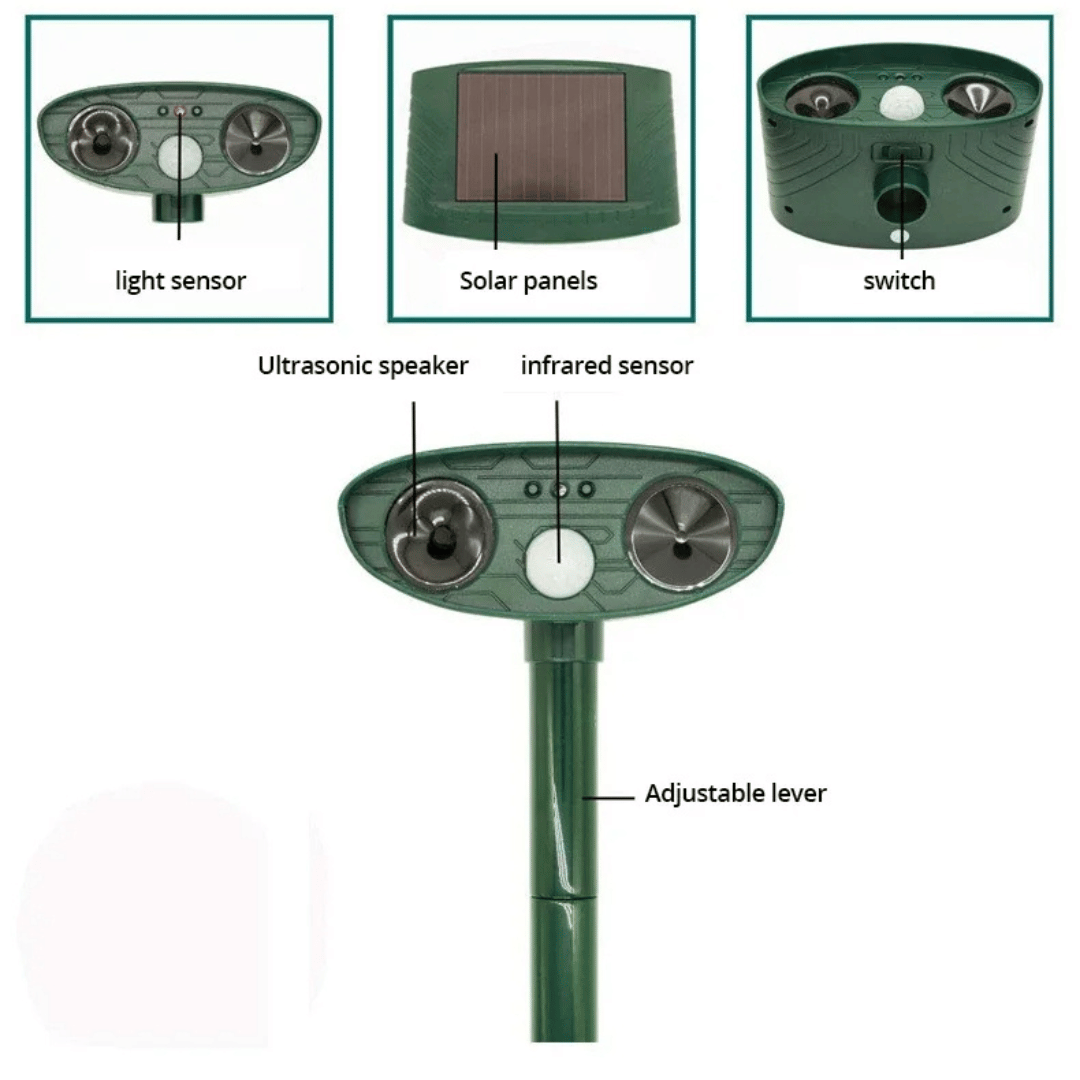 Outdoor Ultrasonic Pest Repeller with Safe Motion Sensor | Solar Garden Deterrent for Cats, Birds, Foxes & Rodents 16