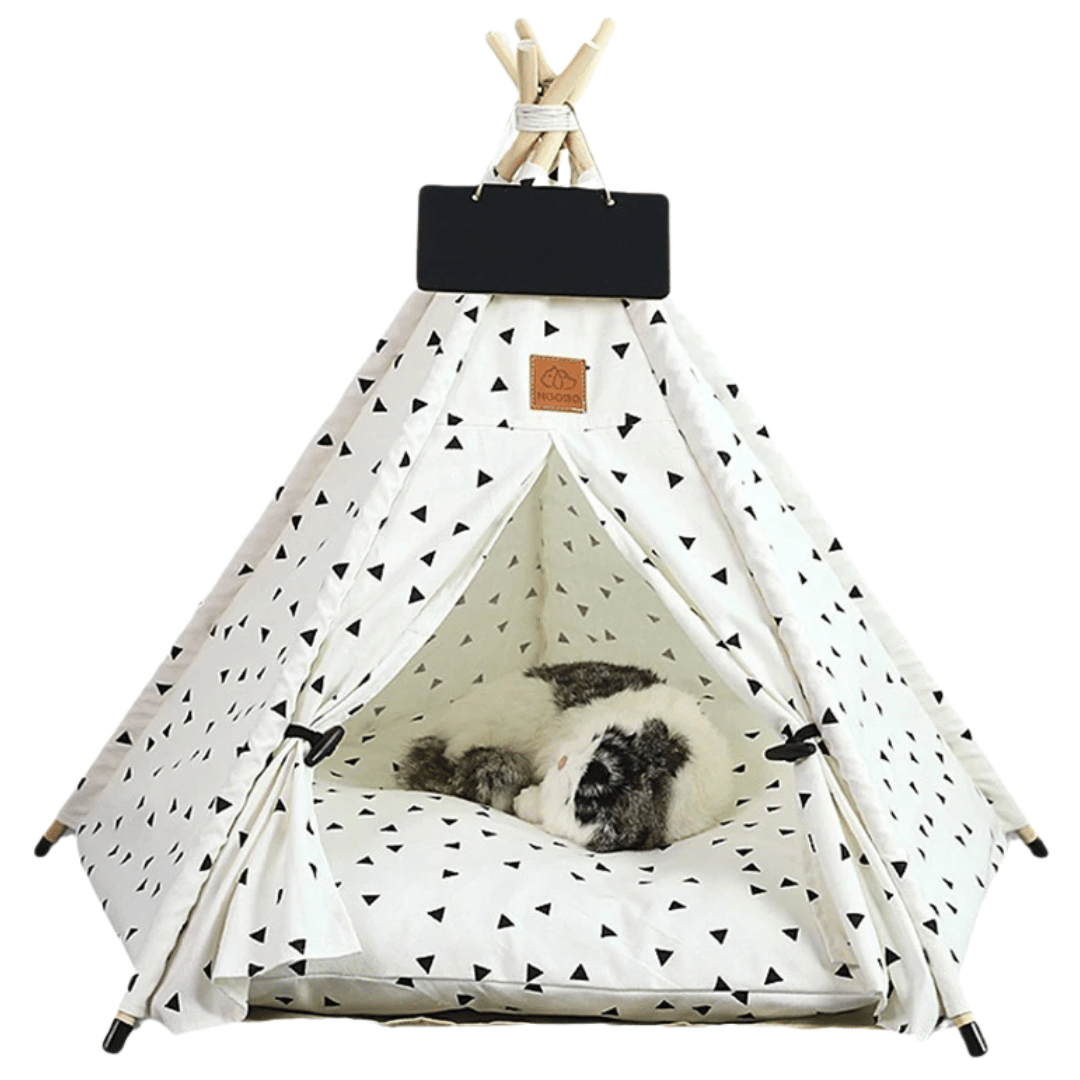 Cute Pet Bed Teepee Tent for Smaller Dogs & Cats with Washable Comfy Cushion