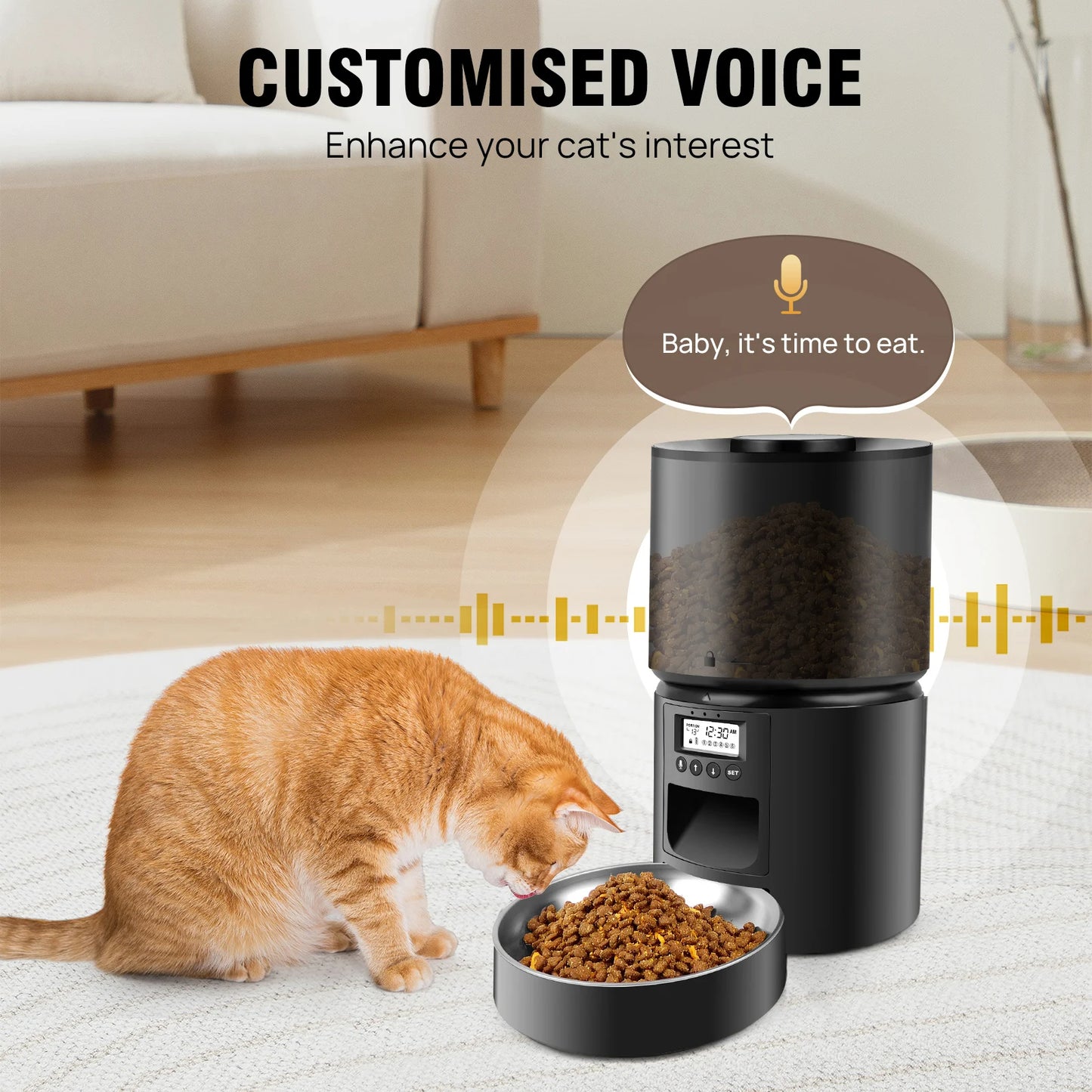 6-Meals Per Day Automatic Cat Feeder with Timer & Voice Recording 2