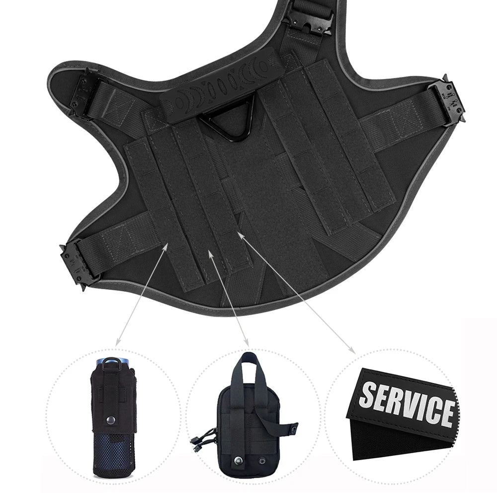 Sturdy Dog Harness with Reflective Piping & Metal Buckles | Tactical Dog Training Vest