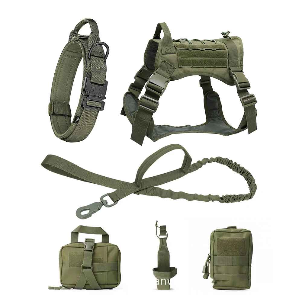 Large Dog Military-Style Dog Harness with Collar, Leash & Pouch Set | Tactical Dog Training Vest 2