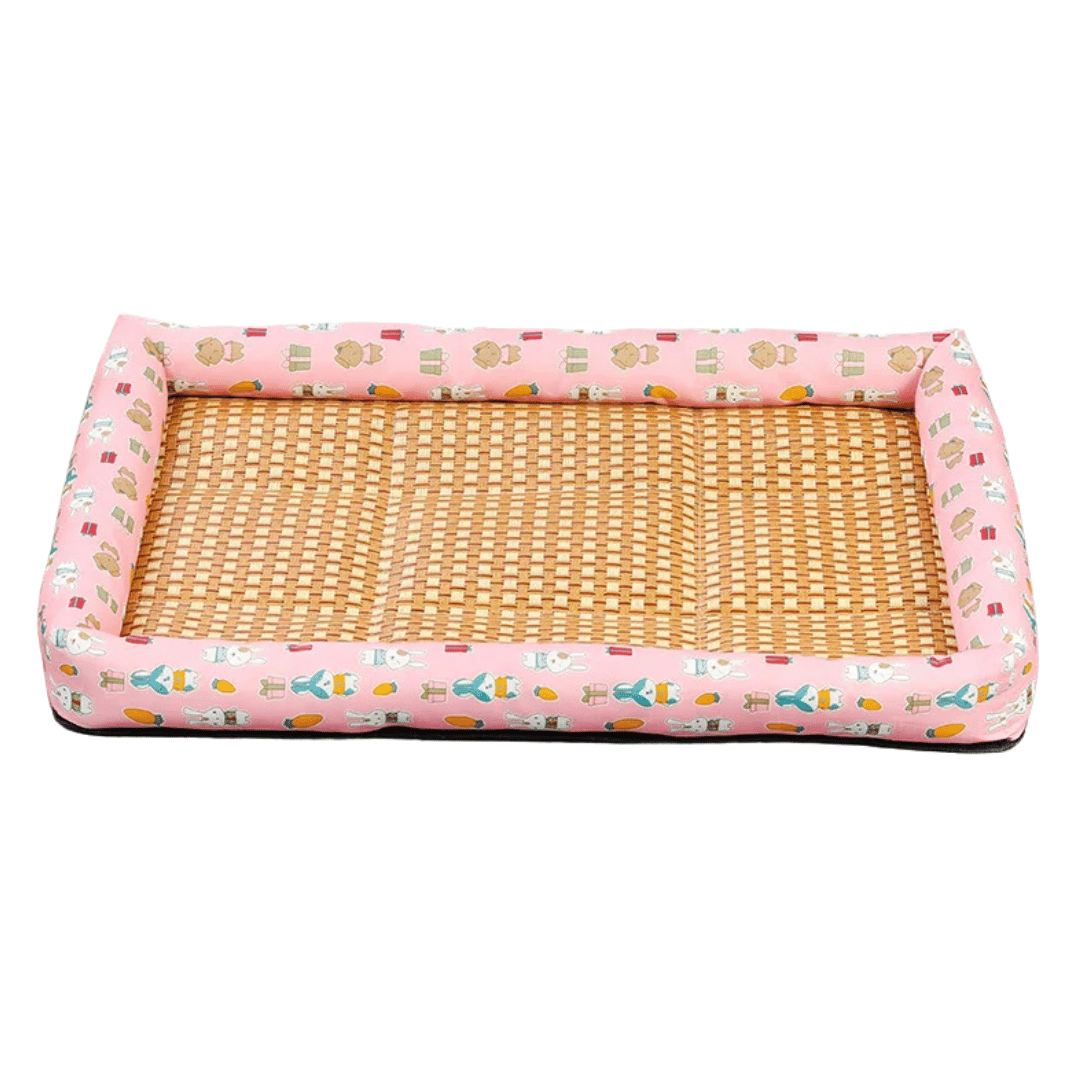 Cool-Feel Rattan Base Pet Bed for Dogs & Cats | Natural & Breathable Wicker Pet Pad 4