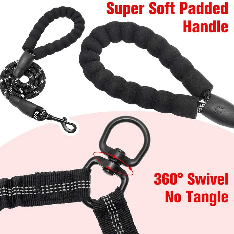 Thick & Strong Double Dog Lead with Foam Handle & Reflective Rope | Dog Leash for 2 Dogs 19
