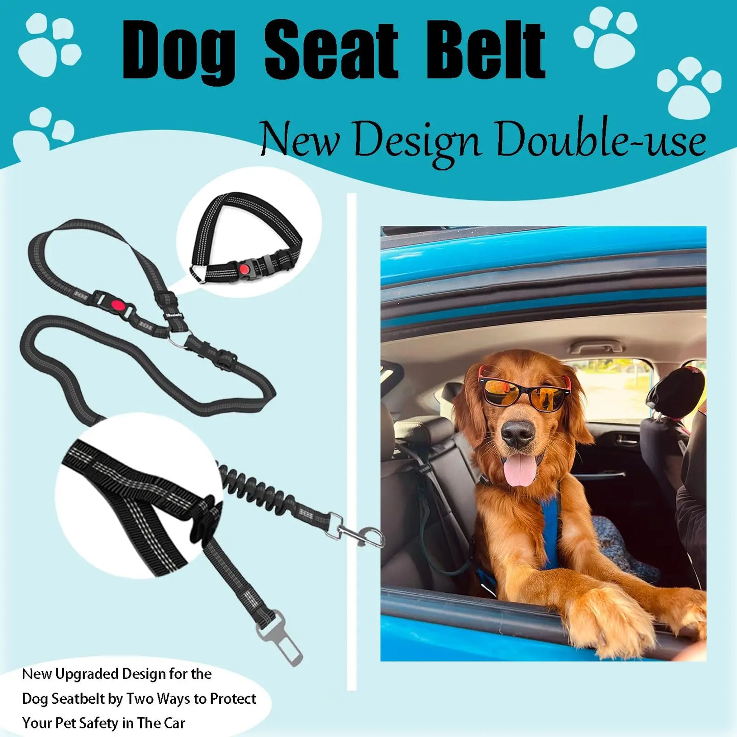 Heavy Duty Dog Seat Belt for Safe Car Travel | Double-Fastening & Fully Adjustable Nylon Dog Car Harness 4
