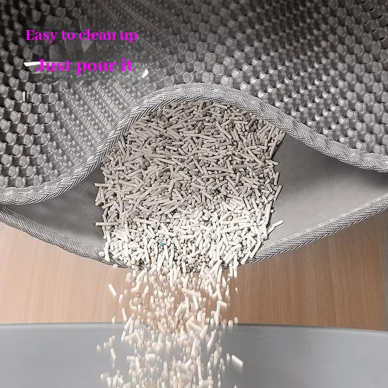 Honeycomb-Style Cat Litter Box Mat with Waterproof Double Layer to Trap Litter & Moisture