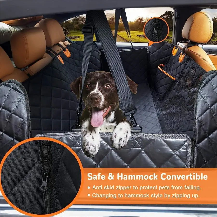 Heavy-Duty & Waterproof Back Seat Dog Car Seat Cover with Mesh Window 3
