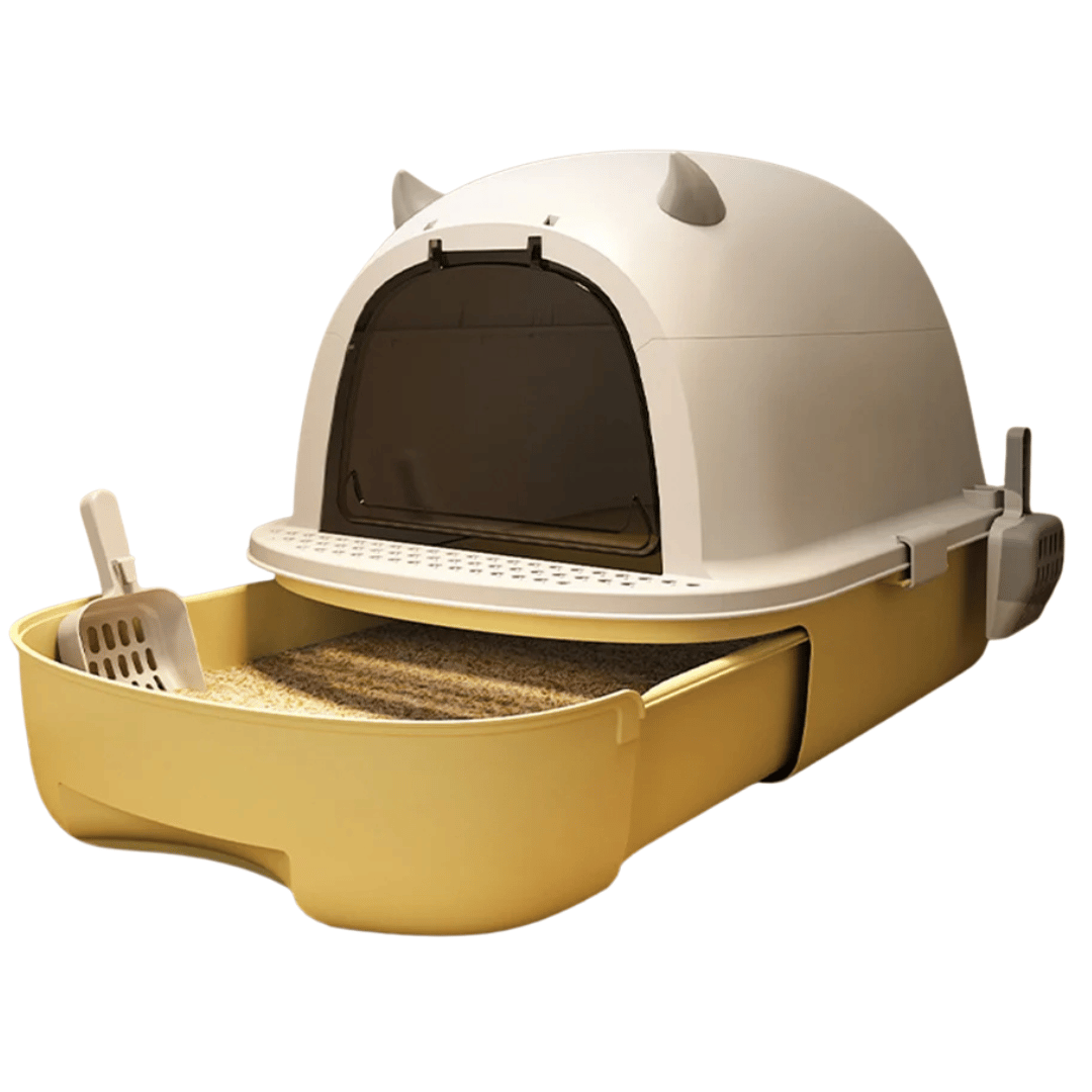 Enclosed Cat Litter Box with Swing Door & Pull-Out Tray Drawer | Scoop Included 3