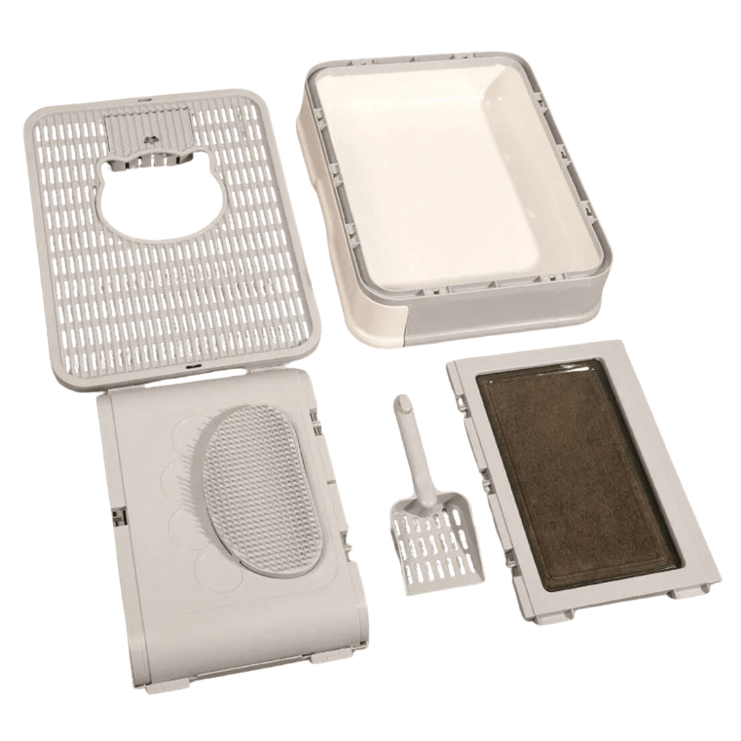 Double Entry & Exit Enclosed Cat Litter Box with Drawer Tray & Scoop 11
