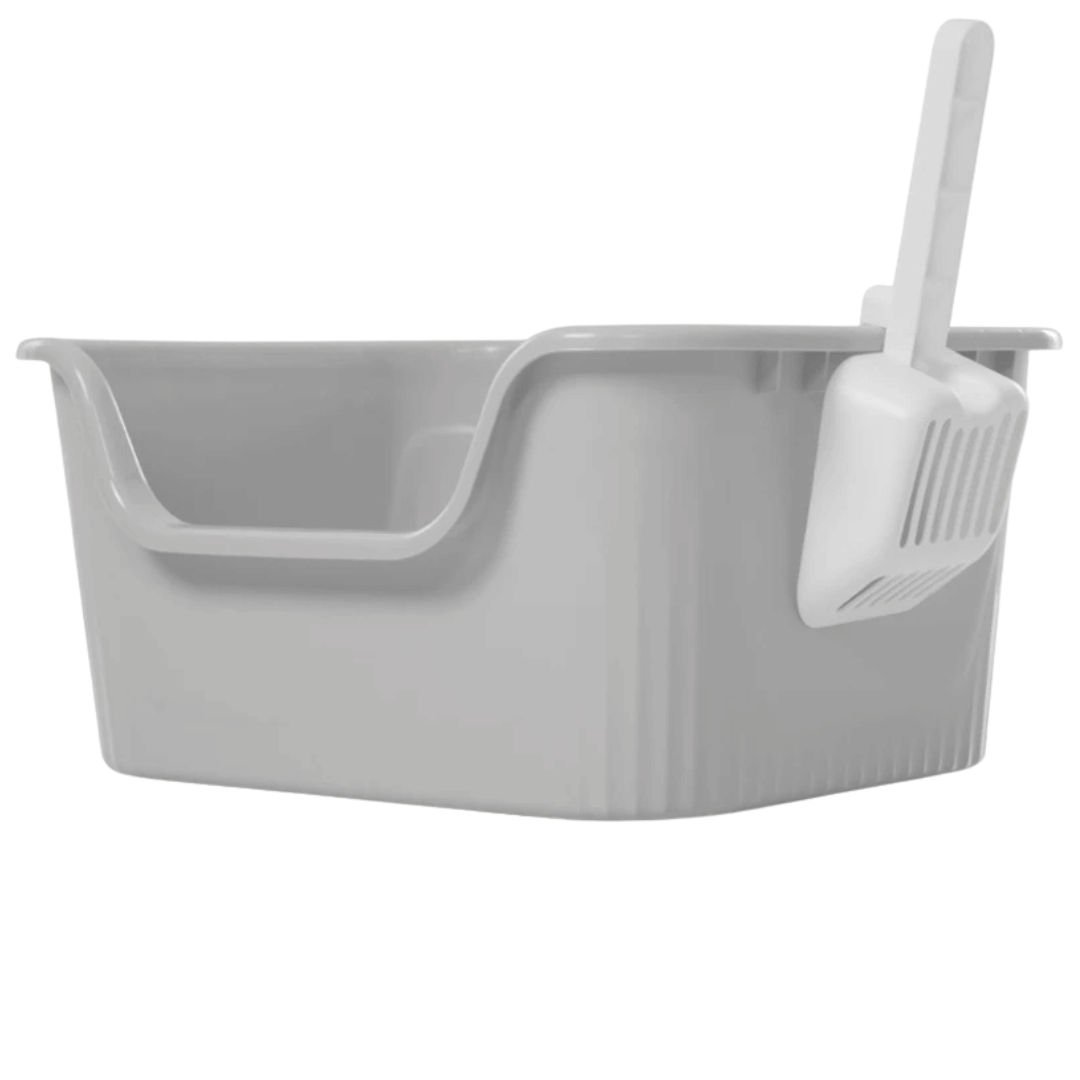 High-Sided Semi-Enclosed Cat Litter Box made from Durable Plastic | Scoop Included 5