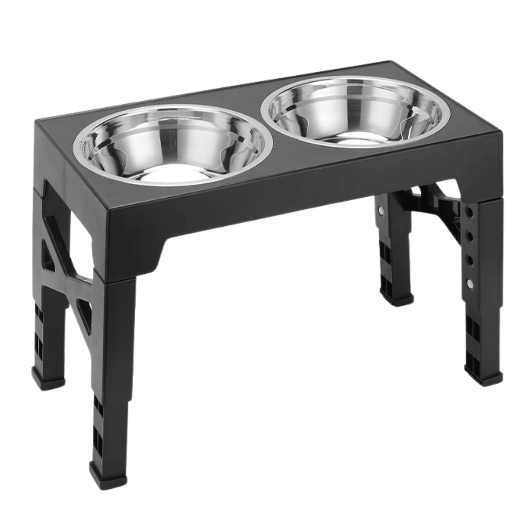 Raised Dog Bowl Stand with Adjustable Tilt & Stainless Steel & Slow-Feeding Bowls 1