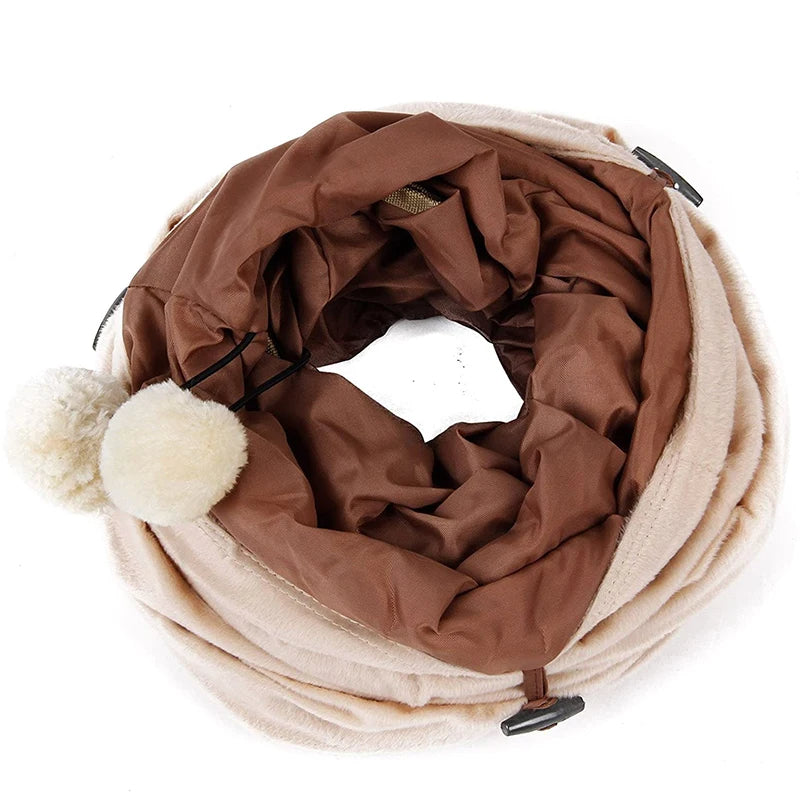 Plush Collapsible Cat Play Tunnel | Space-Saving Toy for Active Indoor Cats