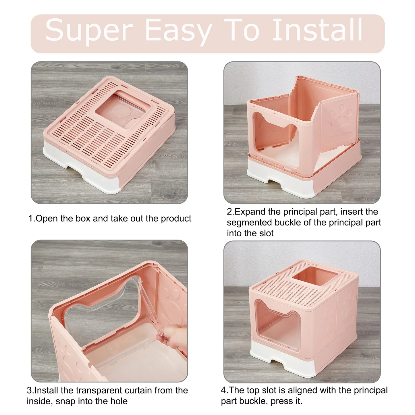 Front & Top Entry Enclosed Cat Litter Box with Drawer Tray & Scoop 16