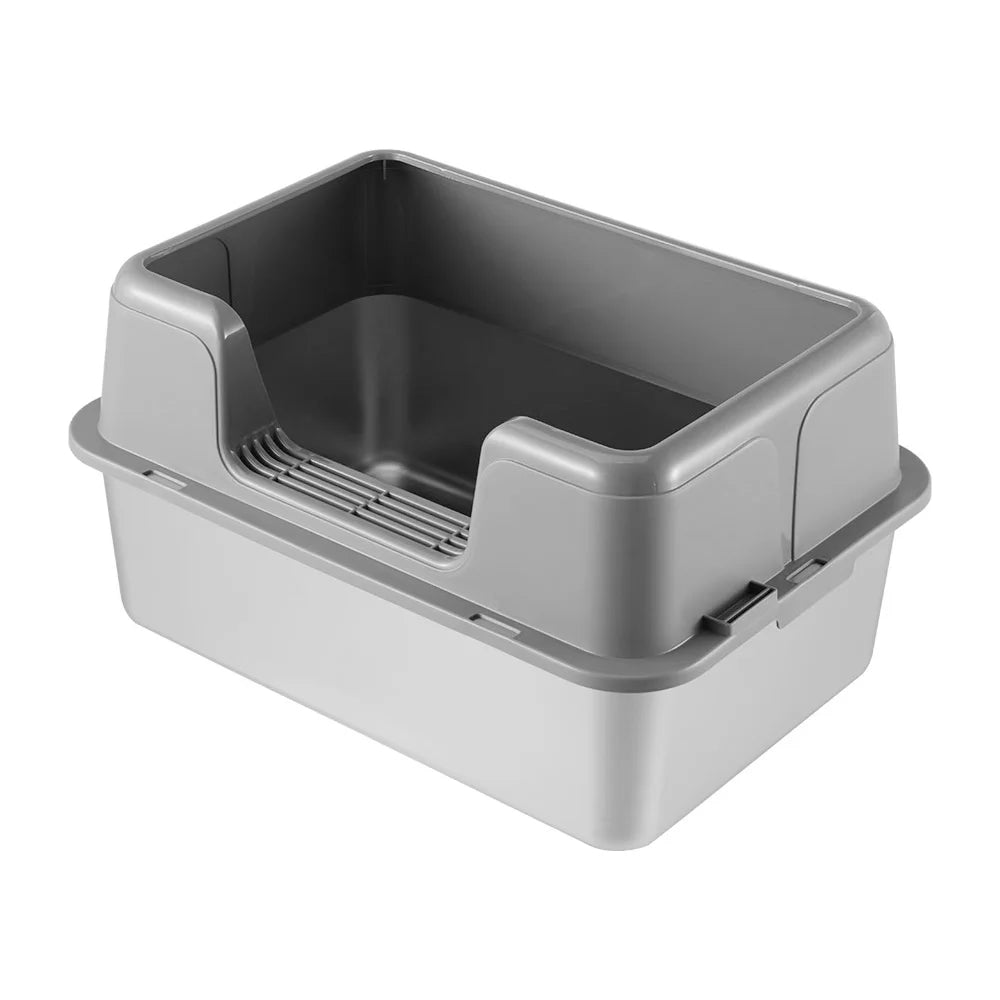 High-Sided Semi-Enclosed Cat Litter Box with Stainless Steel Litter Tray | Scoop Included 13
