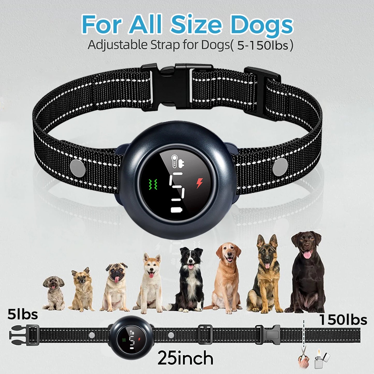 2-in-1 Automatic Anti-Bark Control & Dog Training Collar with Remote | Smart Barking Detection with Shock, Sound & Vibration