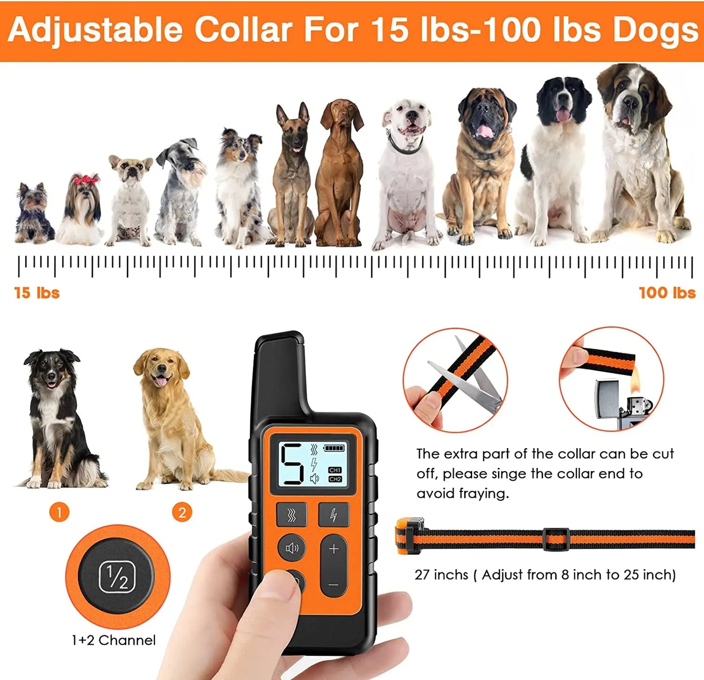 5-Level Dog Training Collar & Remote 9