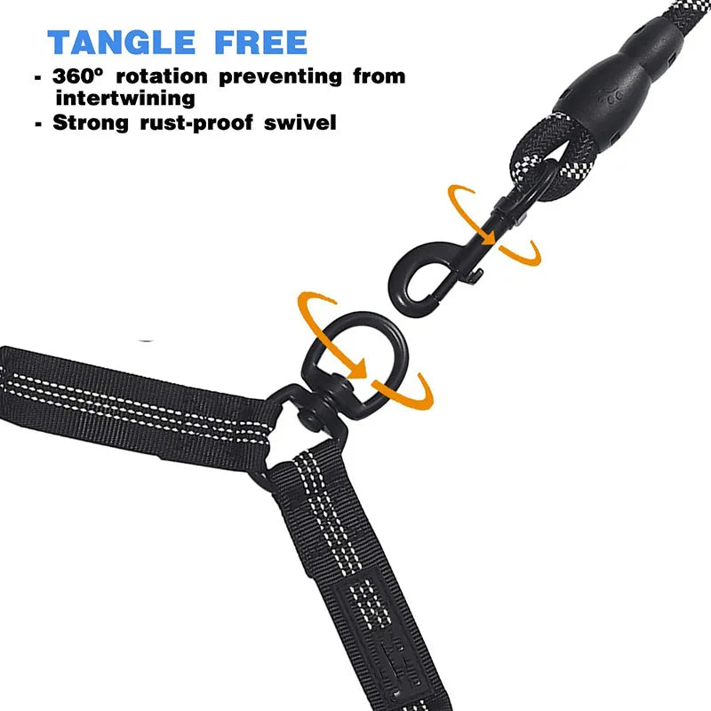 Thick & Strong Double Dog Lead with Foam Handle & Reflective Rope | Dog Leash for 2 Dogs 18
