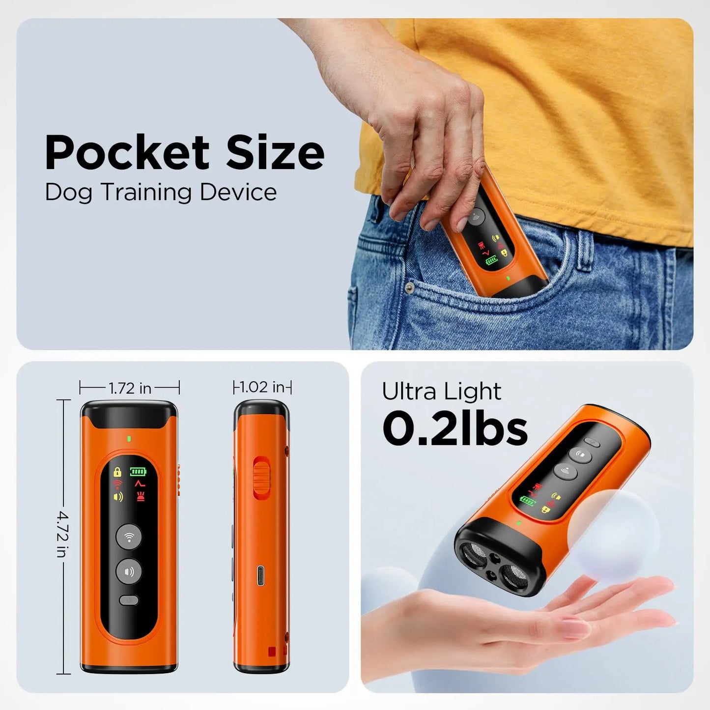 Pocket-Size Ultrasonic Dog Bark Controller with Fast Charge & Long Battery Life 2