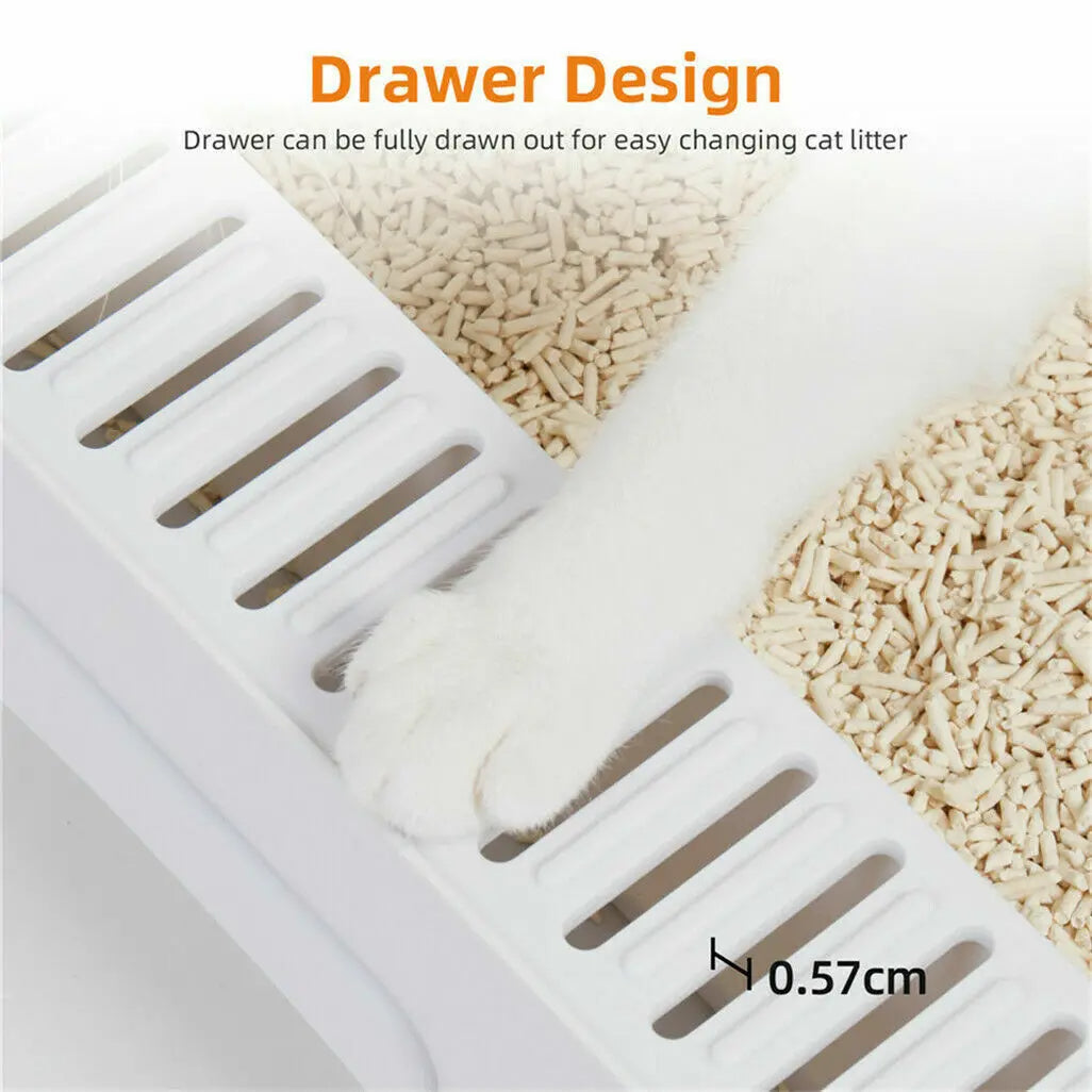 Dual-Entry Enclosed Cat Litter Box with Pull-Out Drawer Tray & Scoop 4