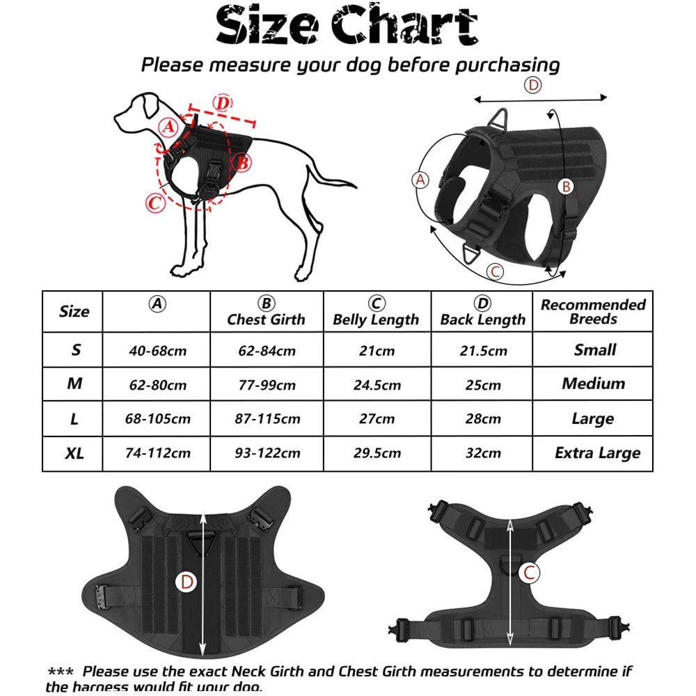 Sturdy Dog Harness with Reflective Piping & Metal Buckles | Tactical Dog Training Vest