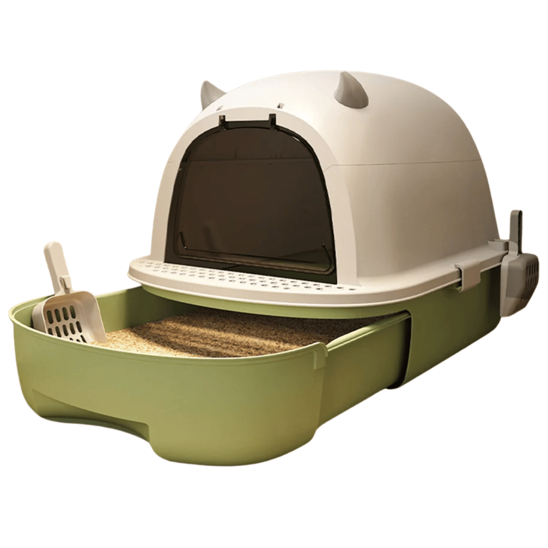 Enclosed Cat Litter Box with Swing Door & Pull-Out Tray Drawer | Scoop Included 2