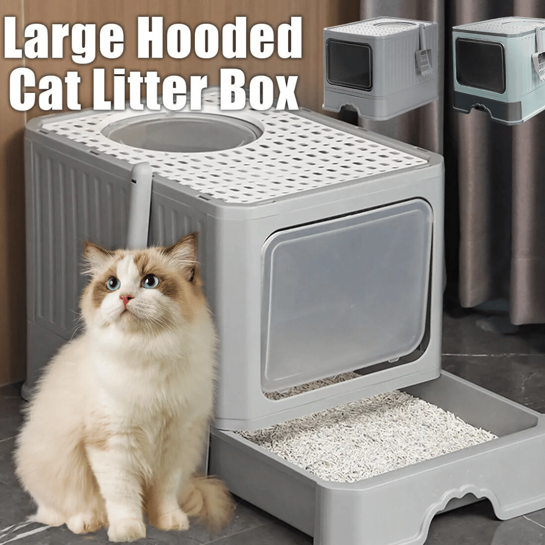 Spacious Front & Top Entry-Exit Enclosed Cat Litter Box with Slide-Out Tray & Scoop 5