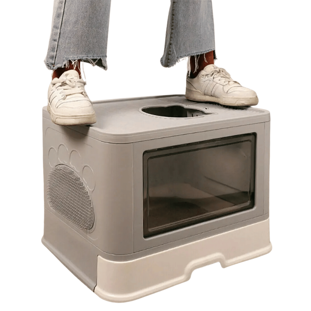 Double Entry & Exit Enclosed Cat Litter Box with Drawer Tray & Scoop 12
