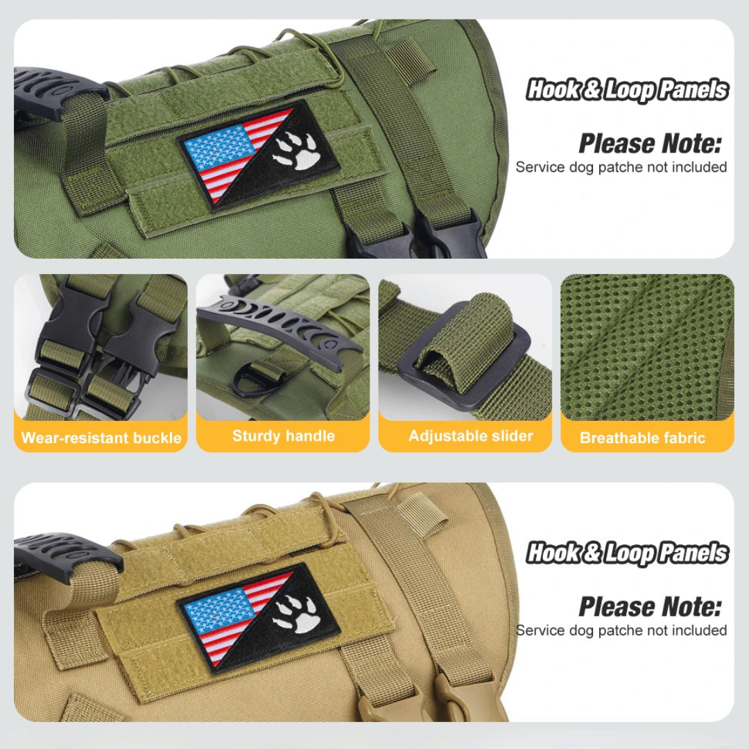 Reinforced Military-Style Dog Harness for Larger Breeds with Handle | Tactical Dog Training Vest 13