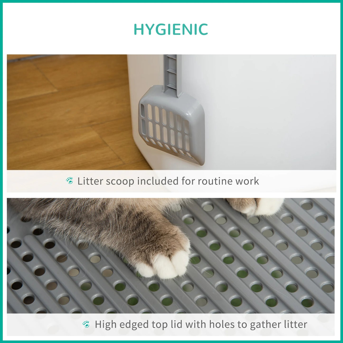 Flip-Top Enclosed Cat Litter Box with Bucket Design | Scoop Included 6