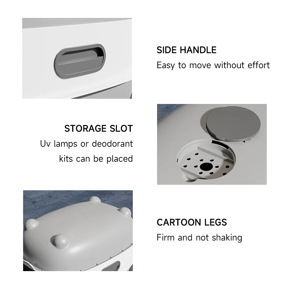 Spacious Enclosed Cat Litter Box with USB-Powered UV Sterilization Lamp & Stable Base