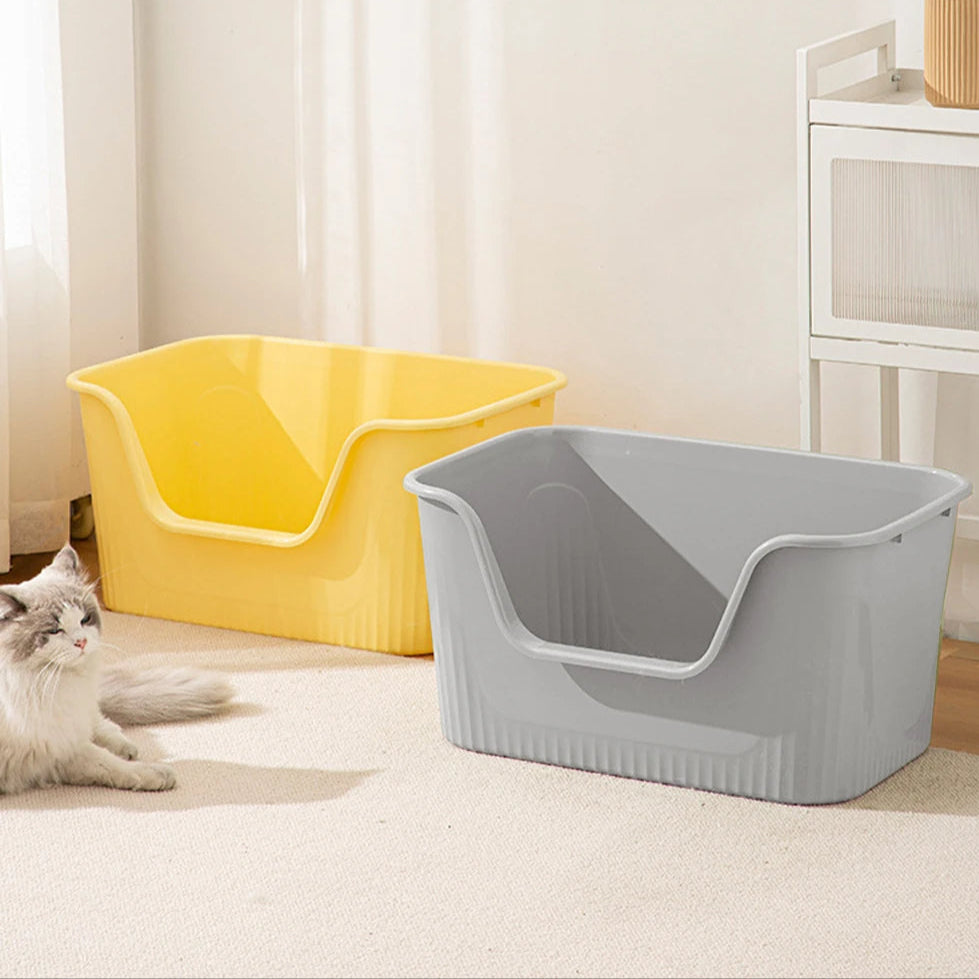 High-Sided Semi-Enclosed Cat Litter Box made from Durable Plastic | Scoop Included 2