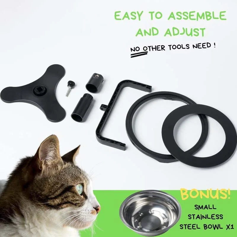 Adjustable Tilt & Height Raised Pet Bowl Stand with Stainless Steel Food Bowl 5