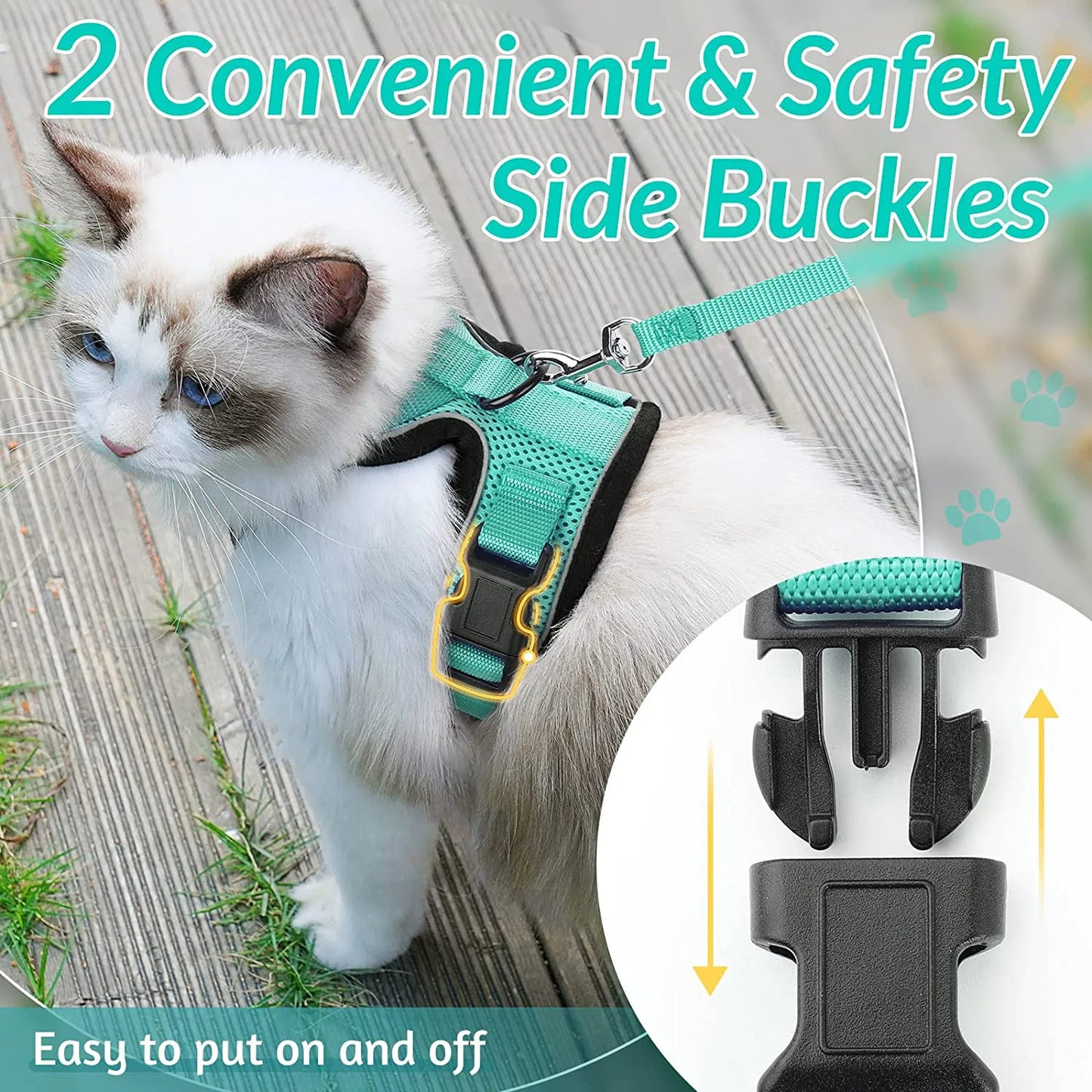 Easy-On-&-Off Soft Mesh Cat Harness & Leash Set 14