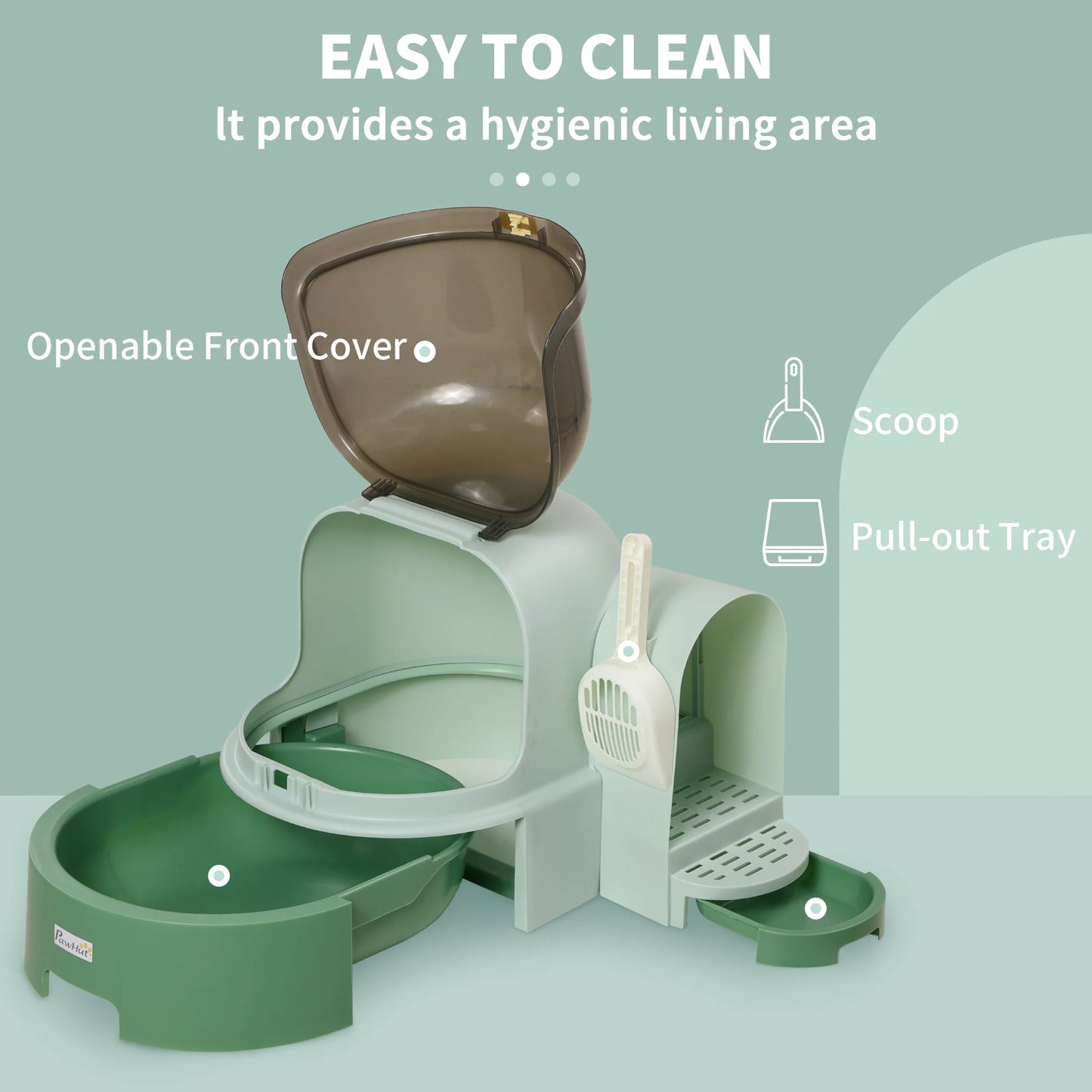 Flip-Cover Enclosed Cat Litter Box with Pull-Out Tray for Easy Cleaning