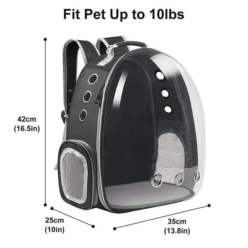 Space Capsule Cat Backpack with Transparent Dome | Ventilated Travel Carrier for Pets