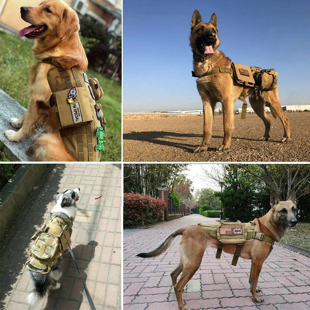 Tactical Military-Style Dog Harness Training Vest with Detachable Pouches 10