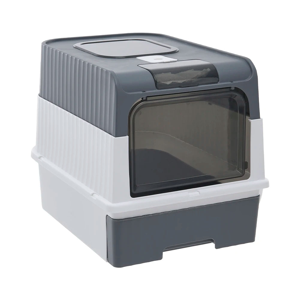 Enclosed Cat Litter Box with UV Sterilization, Pull-Out Tray & Double Entrance-Exit