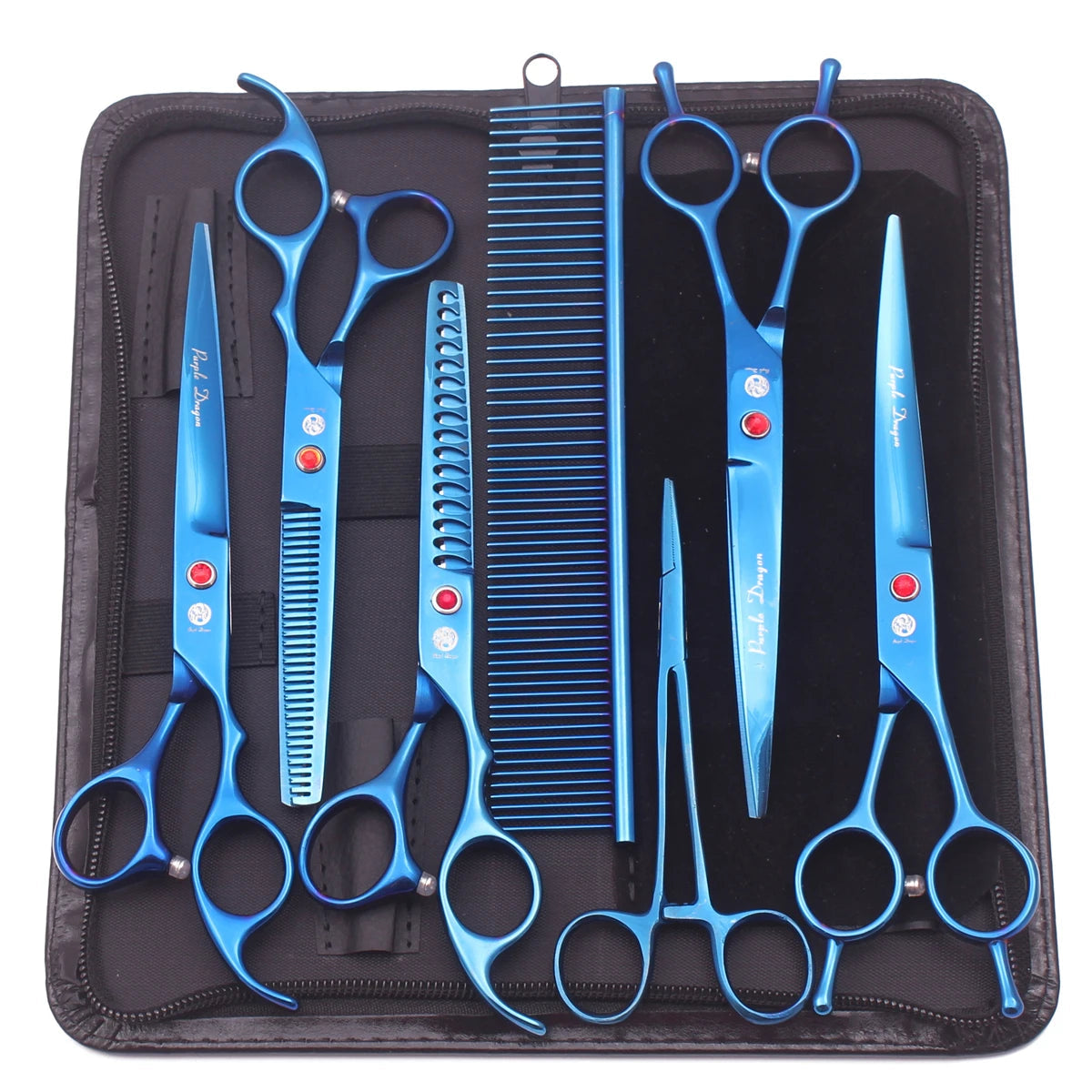 Stainless Steel 7-Piece Dog Grooming Scissors Set with Thinning Shears, Comb & Case 4