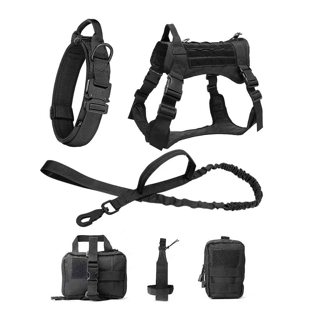Large Dog Military-Style Dog Harness with Collar, Leash & Pouch Set | Tactical Dog Training Vest 5