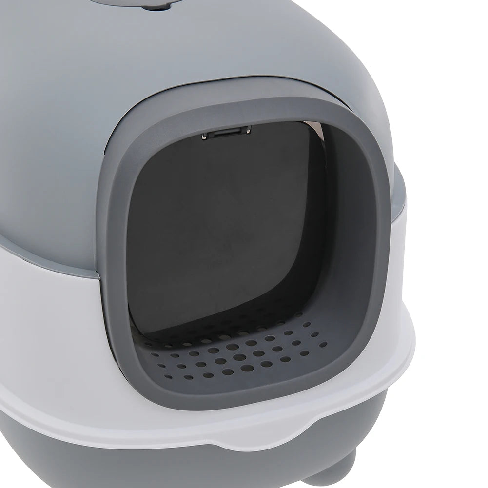 Spacious Enclosed Cat Litter Box with USB-Powered UV Sterilization Lamp & Stable Base