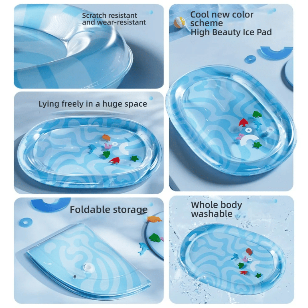 Inflatable & Water-Fillable Pet Cooling Bed with Bolstered Edges for Calming & Play 6