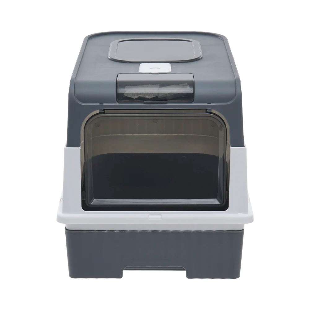 Enclosed Cat Litter Box with UV Sterilization, Pull-Out Tray & Double Entrance-Exit