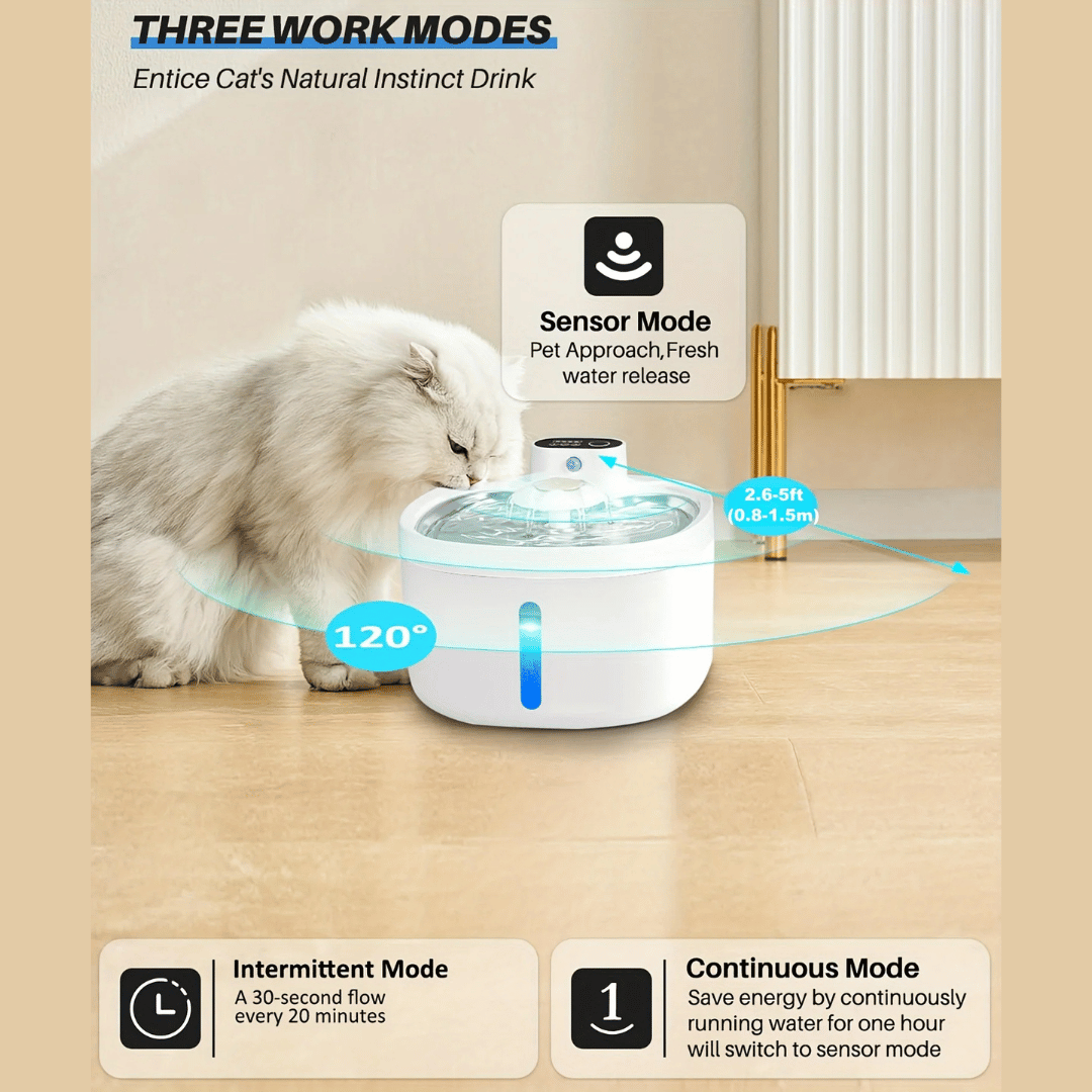 Wireless Pet Water Fountain for Fresh Flowing Drinking Water for Cats & Dogs | USB Rechargeable