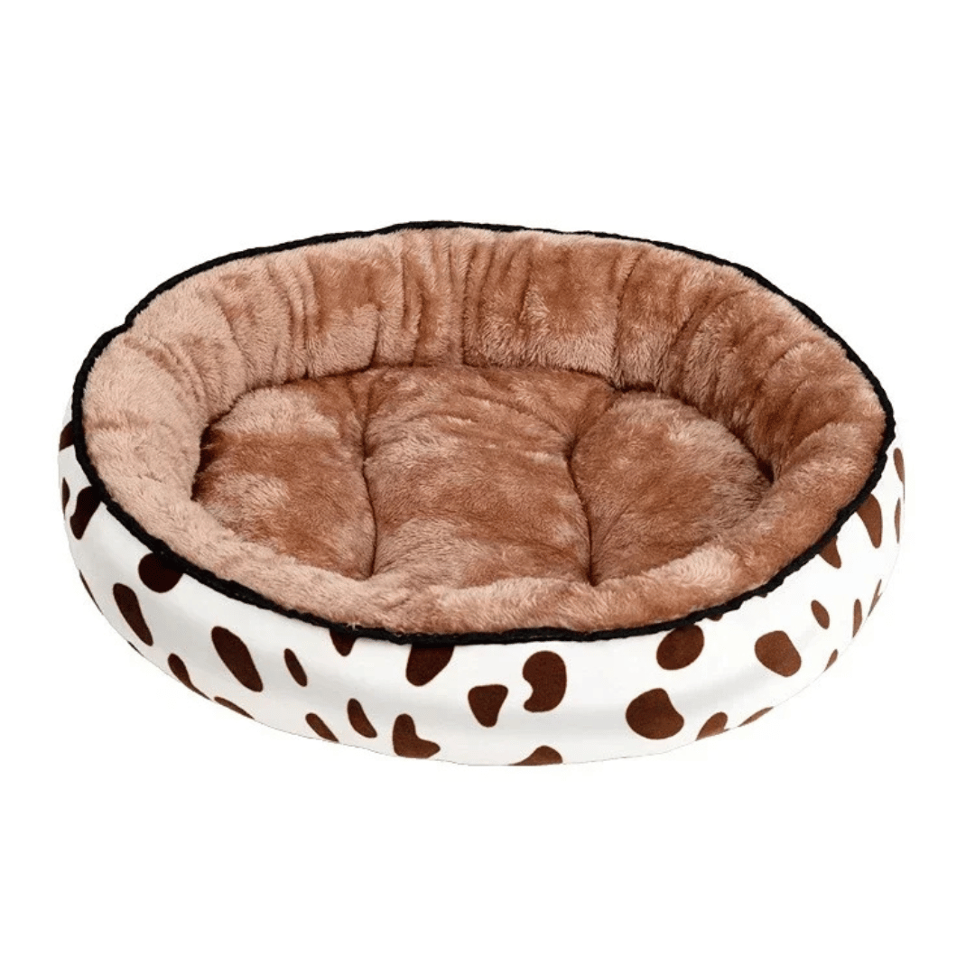 Washable Pet Bed with Cosy Fleece Interior for Dogs & Cats - Cow Print 2