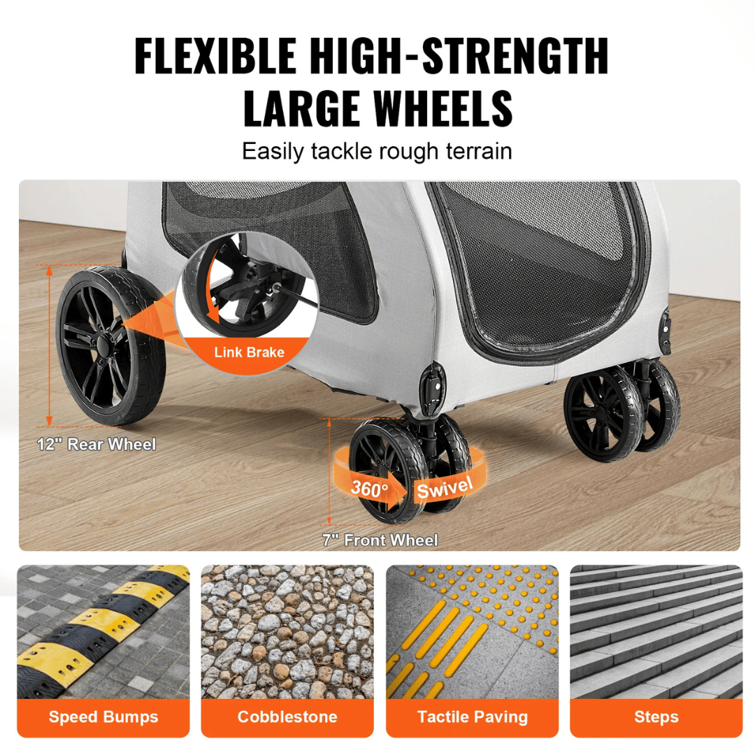 High Strength & Spacious Dog Stroller for Large Dogs up to 72kg 5