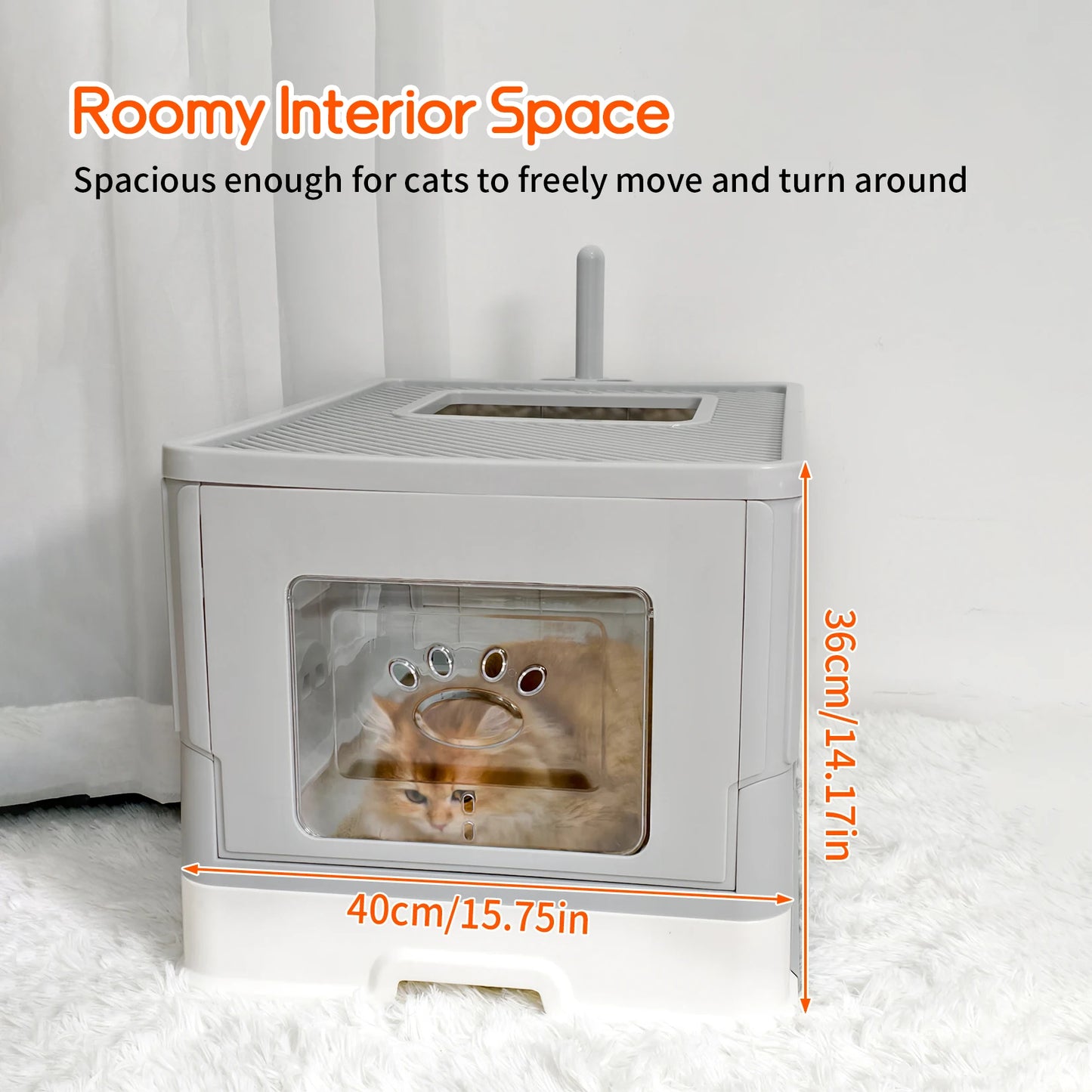 Cat Litter Box Enclosure with Double Entrance-Exit & Pull-Out Drawer Tray